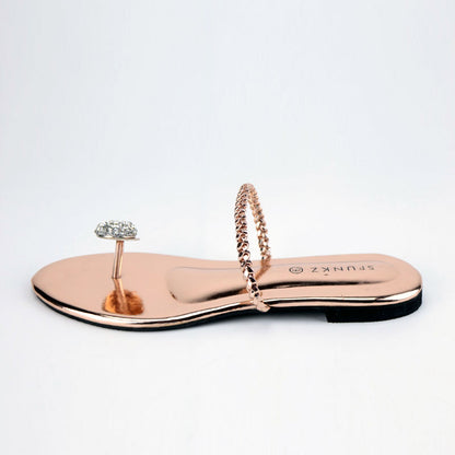 Diamond Ball Toe Ring Trendy Kolhapuri Flats