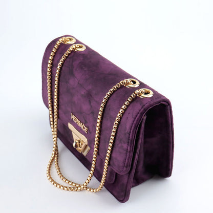 Velvet Evening Clutch Bag Gold Chain Crossbody Bag