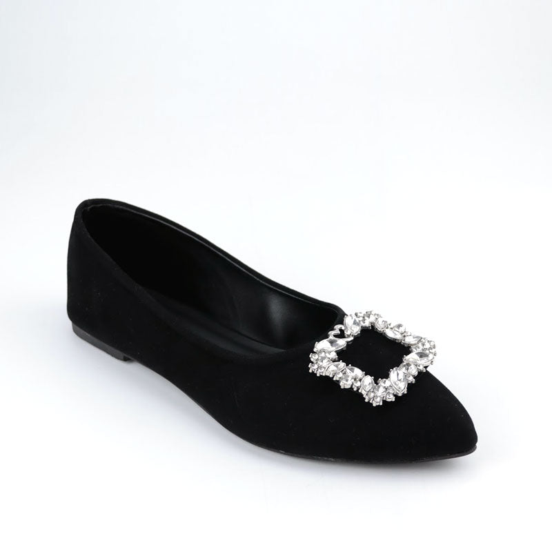 Suede Ballet Shoes Square Buckle Flat Casual Pumps