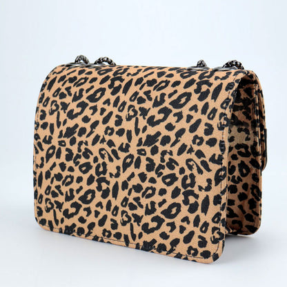 Medium Long Chain Bag Flap Open Leopard Zebra Print Shoulder Purses