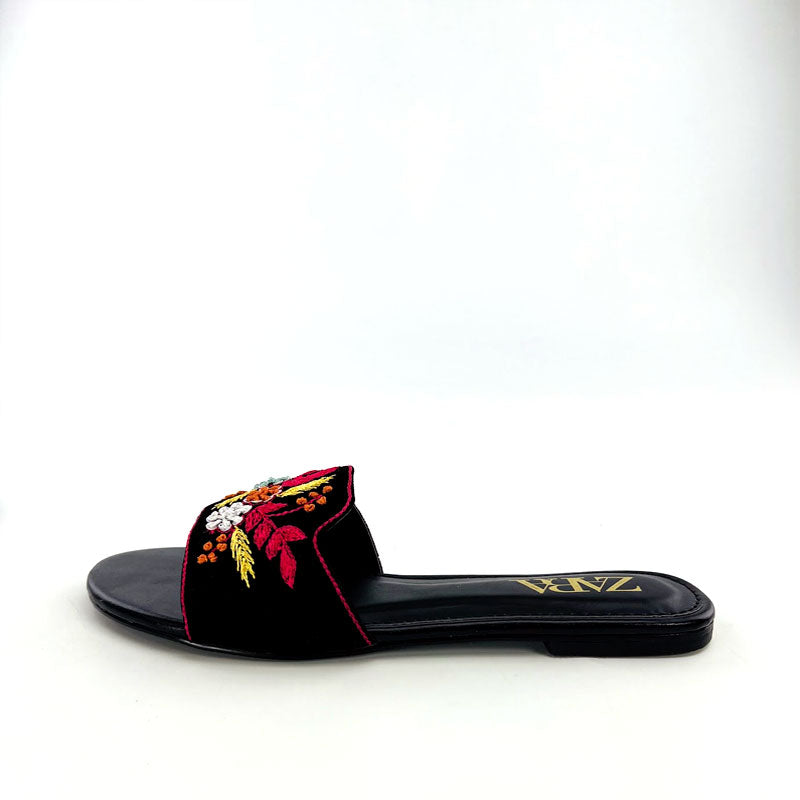 Floral Embroidered Flats Round Toe Casual Comfortable Sandal