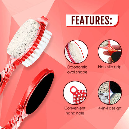 4in1 Pedicure Brush Paddle Kit Tool for Foot Cleaning