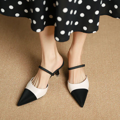 Women's Two Tone Pointed Toe Heel Pumps
