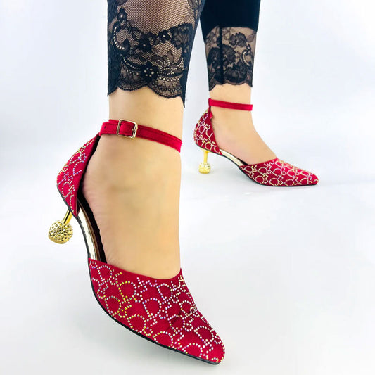 Women Rhinestone Ball Heels Pump Shoes #1098 #22