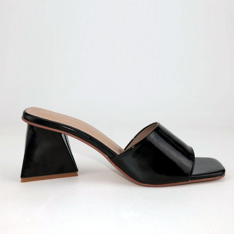 Solid Triangle Block Heels For Women and Girls