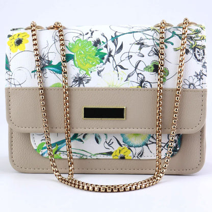 Floral Crossbody Purse with Gold Chain