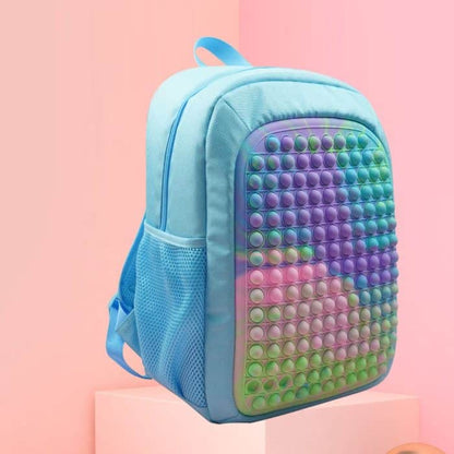 Silicone Pop it Fidget Up Bubble Kids Backpack School Book Bags