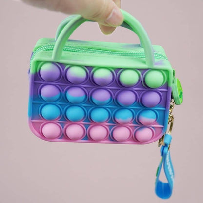 Silicone Rubber Fidget Coin Purse Bag Pop Up Sensory Clutch Handbag