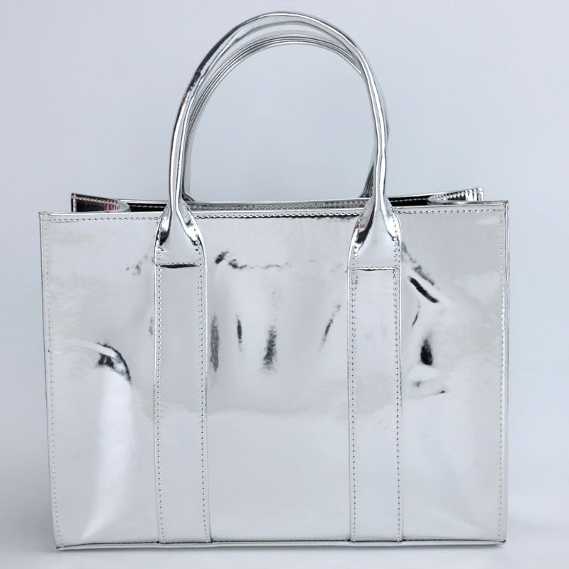 Luxury The Tote Bag Metallic Shine Spacious Handheld Handbag