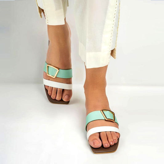 Spring Fling Flat Sandal Leather Summer Slides for Women