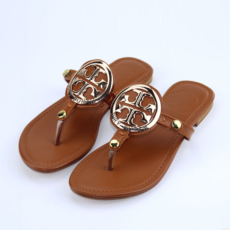 Miller Flat Thong Tumbled Leather Sandal