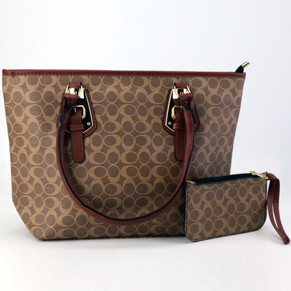 Women Large Leather Tote Shoulder Bag Wallet Set