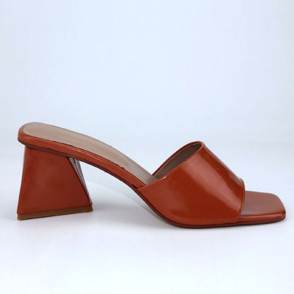 Solid Triangle Block Heels For Women and Girls