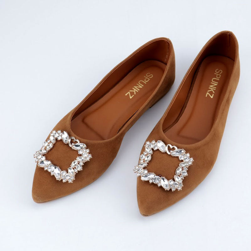 Suede Ballet Shoes Square Buckle Flat Casual Pumps