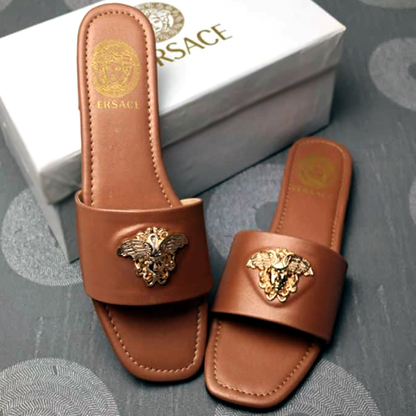 Beautiful Flat Sandals, Fine Quality PU Leather Luxury Shoes For Women