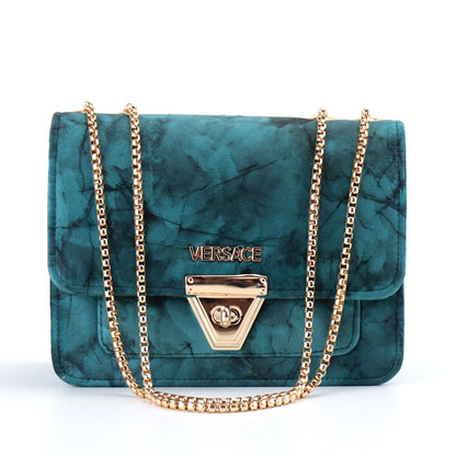 Velvet Evening Clutch Bag Gold Chain Crossbody Bag