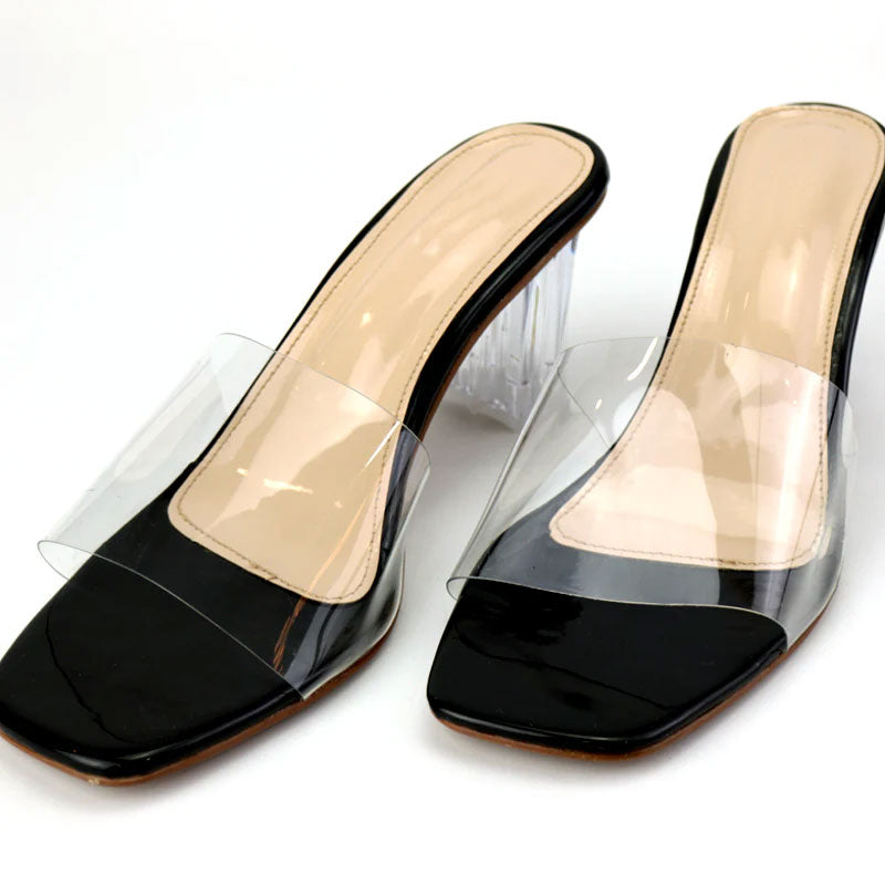 Transparent Crystal Glass Thick Heels #10408 #22