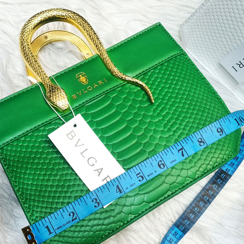 Luxury Croc Pattern Gold Snake Handle Leather Purse