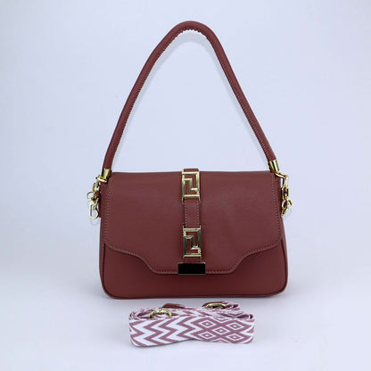 Greca Leather Baguette Bag