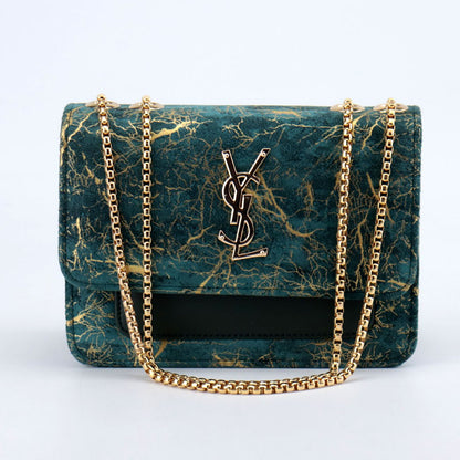 Velvet Gold Pattern Double Pocket Clutch Bag Purse