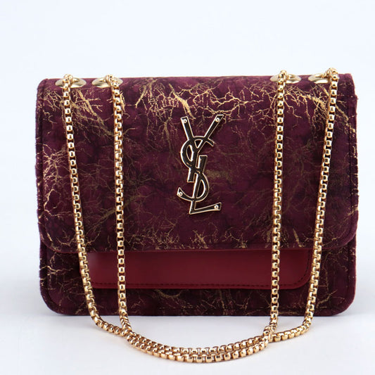 Velvet Gold Pattern Double Pocket Clutch Bag Purse