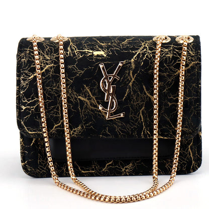 Velvet Gold Pattern Double Pocket Clutch Bag Purse