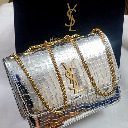 Gold croc bag best sale