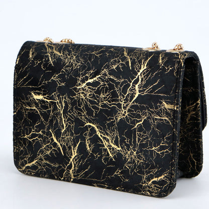 Velvet Gold Pattern Double Pocket Clutch Bag Purse