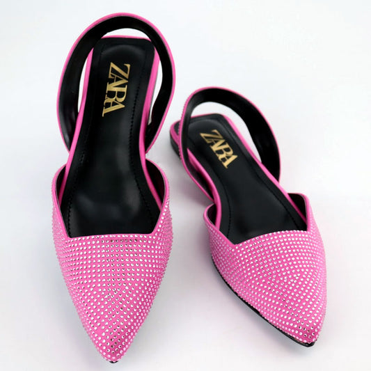 Women's Crystal Embellished Pointed Toe Gorgeous Flat Shoes