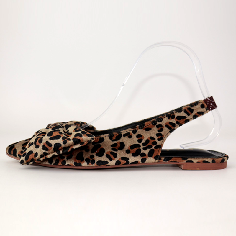 Leopard Print Bows Slingback Flats Shoes