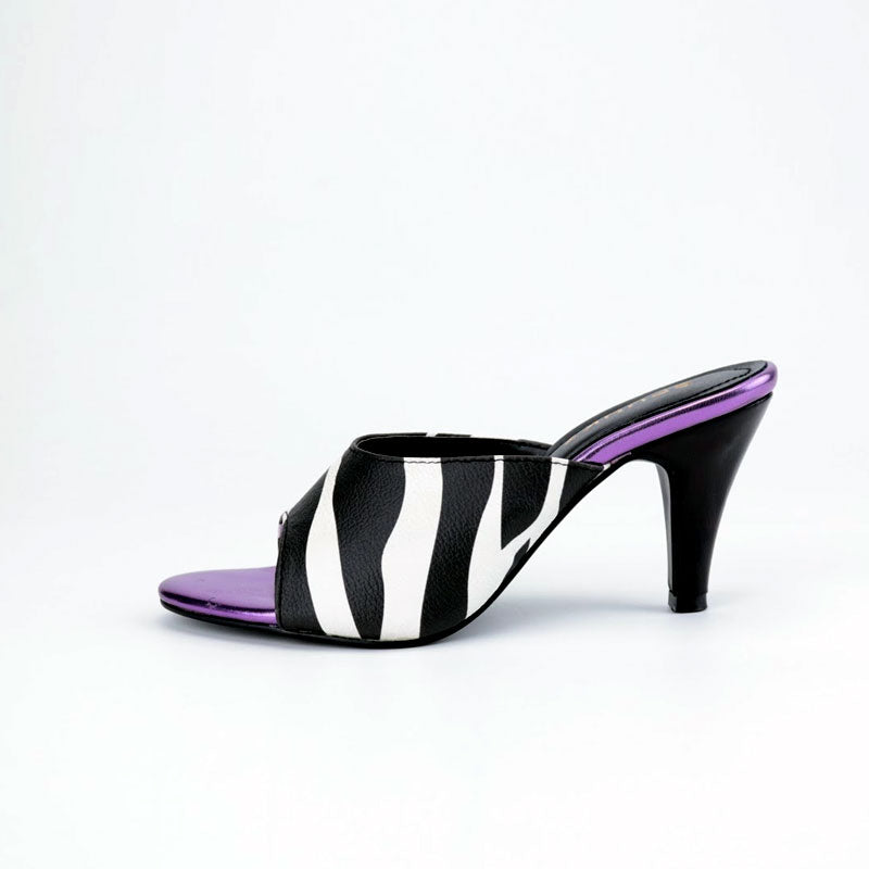 Zebra Heels - Women Chunky Heeled Leather Sandal